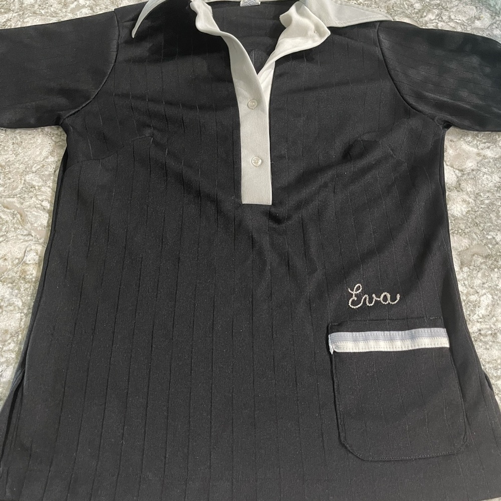 1970s Hilton Vintage black and gray bowling shirt with embroidered pocket